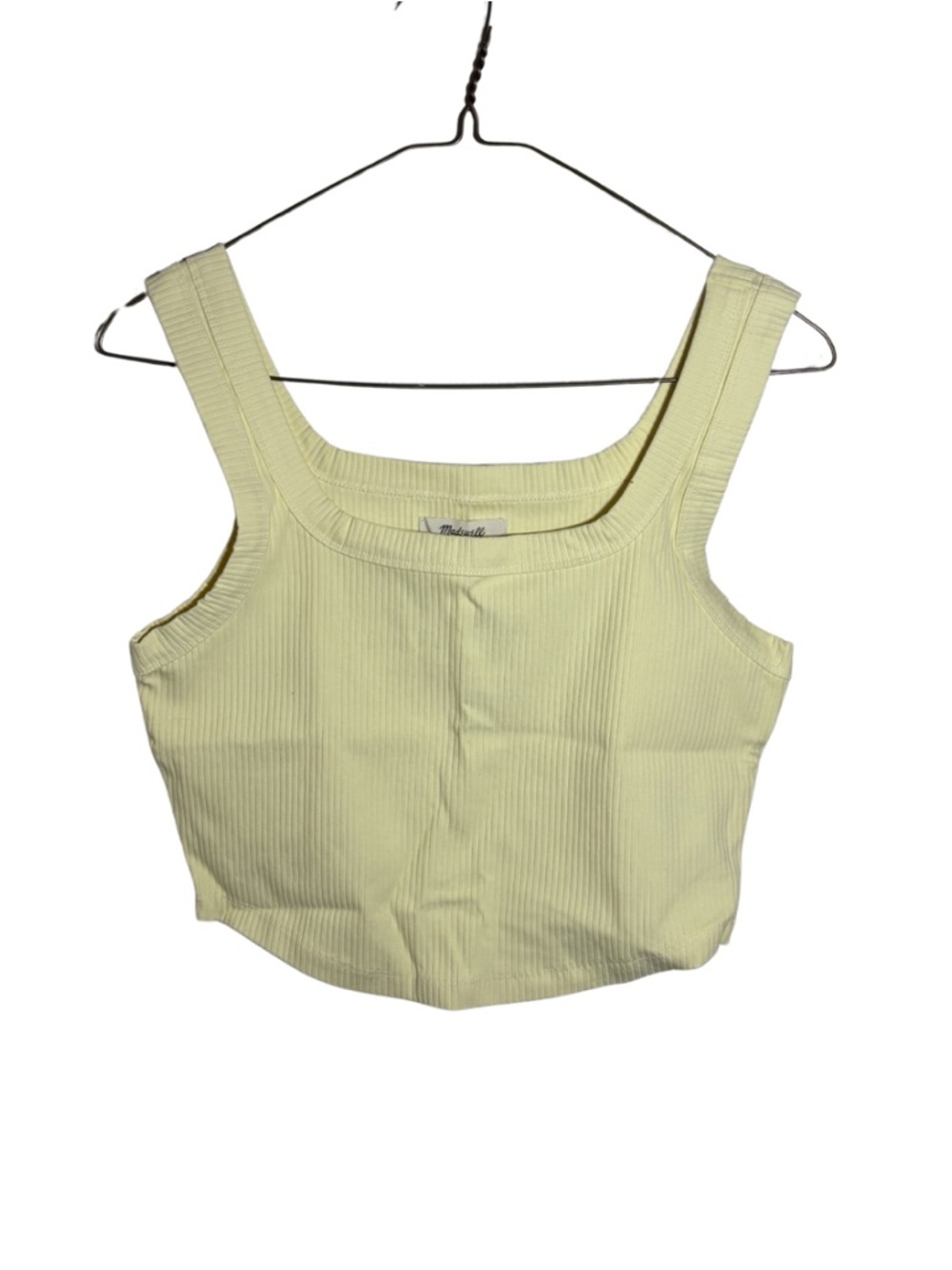 Madewell Pale Yellow Ribbed Square-Neck Crop Top
